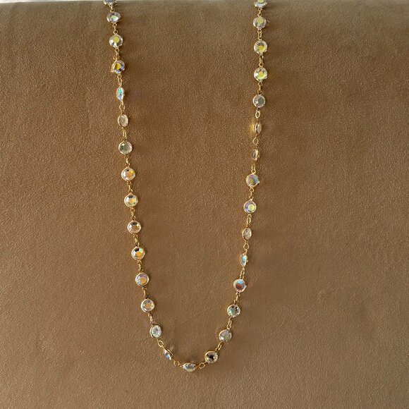 Swarovski Jewelry - Vintage Swarovski Aurora Borealis Crystal Bezel Necklace Clear